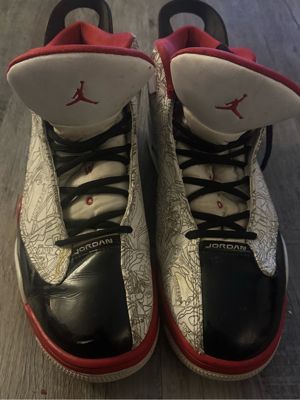 Jordan Men’s Athletic Sneakers - White/Black/Red